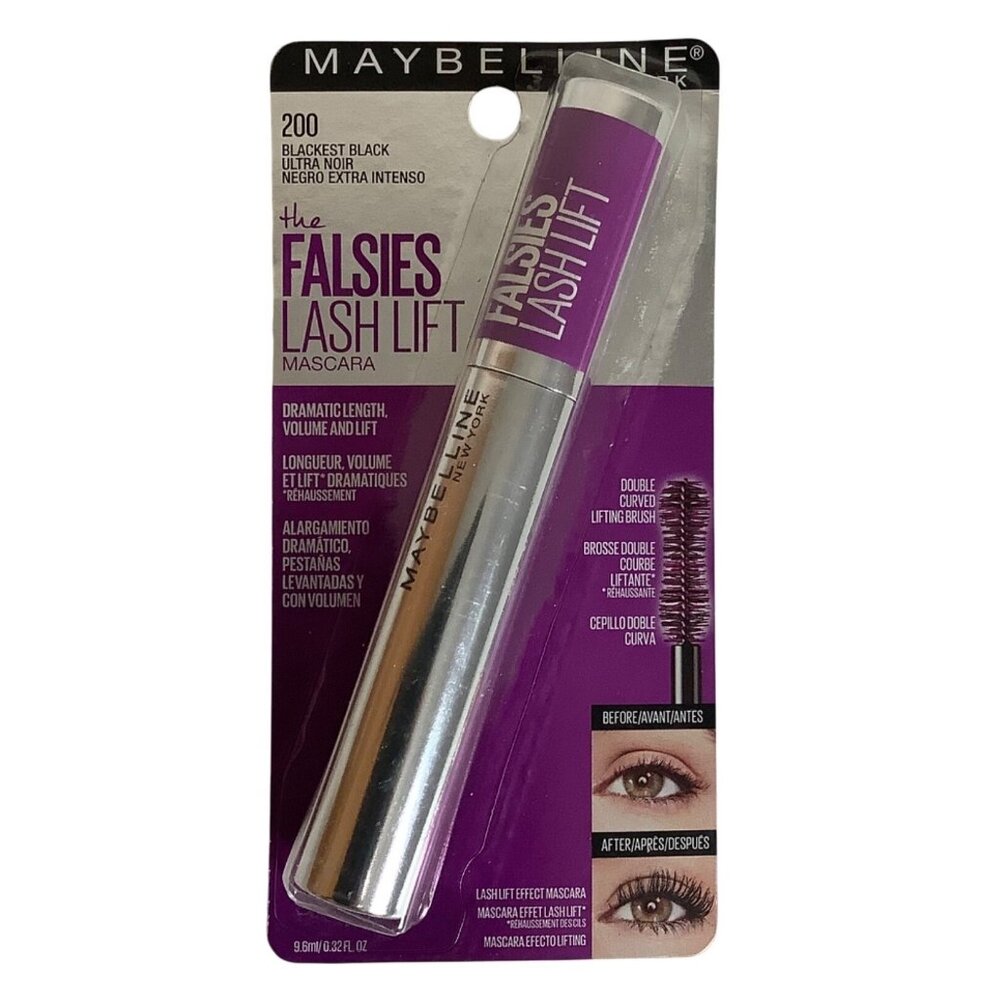 Maybelline The‎ Falsies Lash Lift Mascara Blackest Black 200 Volumizing Washable